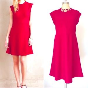 EUC Like New Anthro Amadi Alena Mockneck Ponte Dress M fuchsia hot pink textured